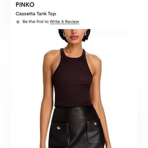 Pinko Black Cassetta Ribbed Halter Tank Top